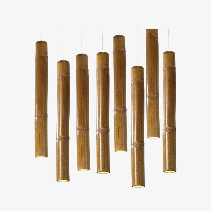 Suspension en bambou LED en forme cylindrique style Hang