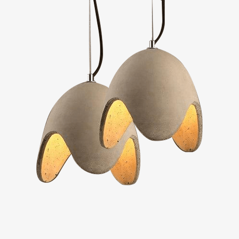 pendant light in LED cement with lampshade rounded grey