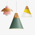 Suspension en métal coloré et bois de plusieurs formes Nordic
