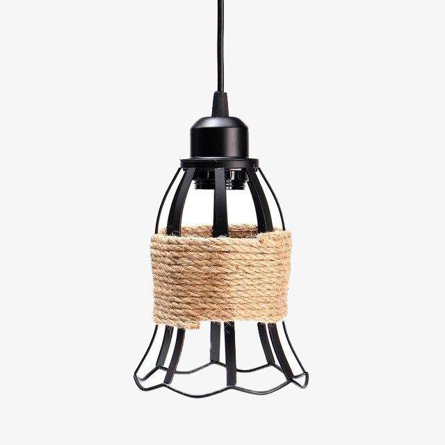 Industrial metal pendant light with rope