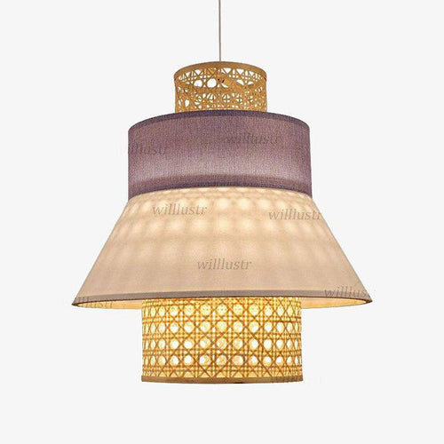 Suspension en rotin LED avec abat-jour triangulaire style japonais