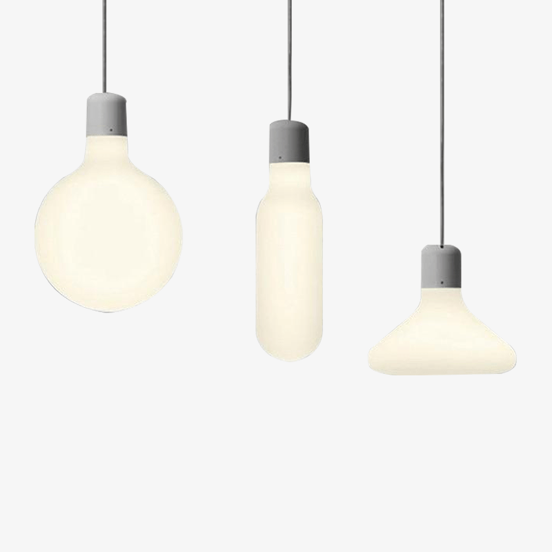 Suspension grise et verre de plusieurs formes Milk
