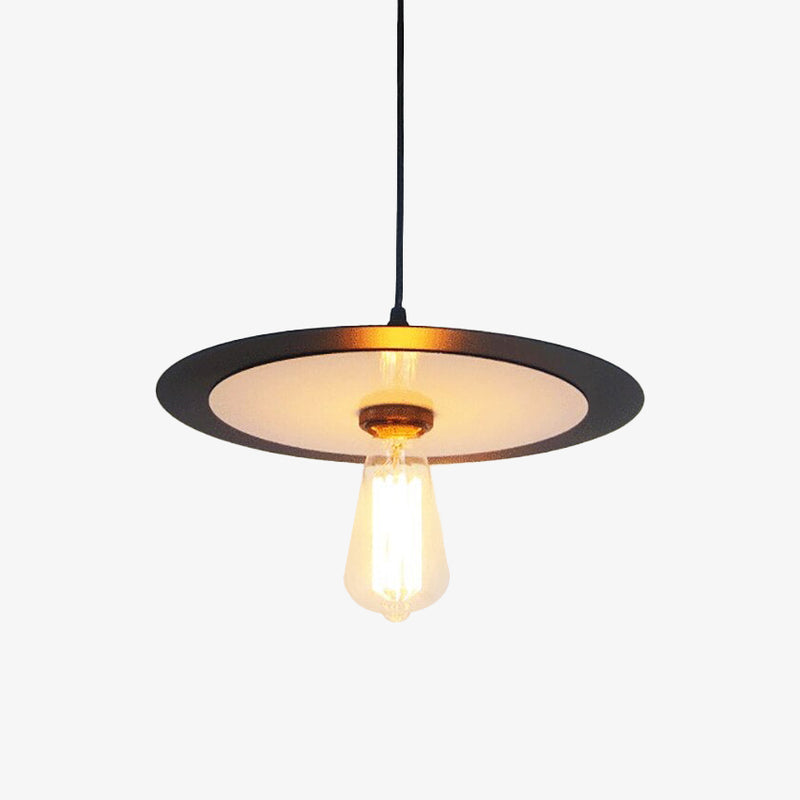 pendant light industrial with lampshade circular and flat Oxaly