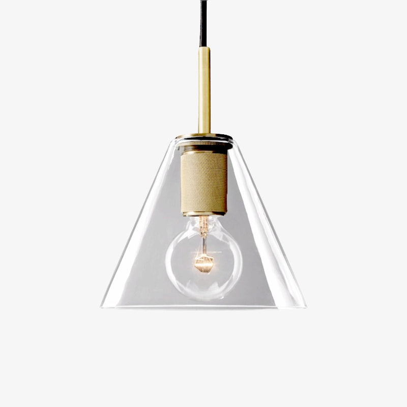 Lámpara de suspensión vidrio industrial y metal dorado Haivy