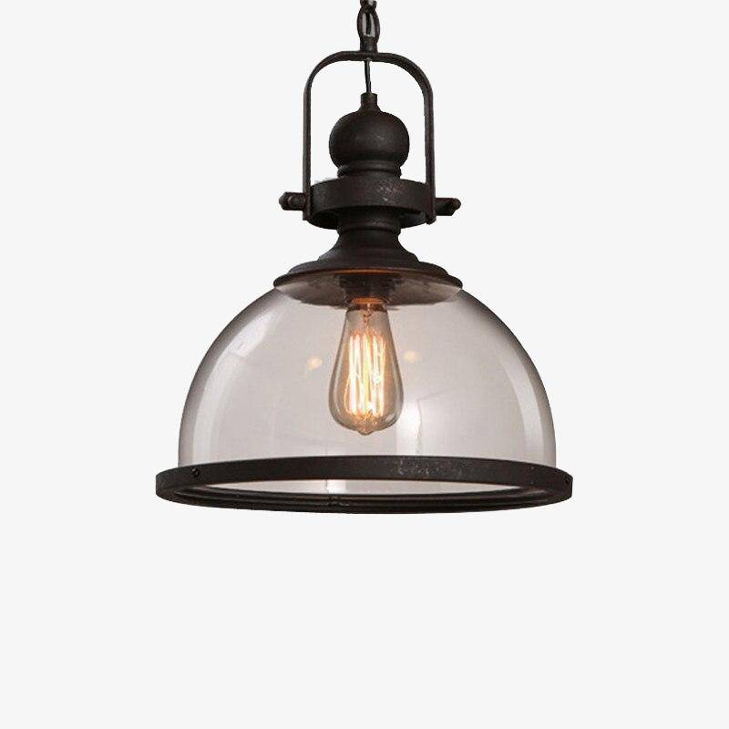 Suspension industrielle LED avec abat-jour en verre Loft