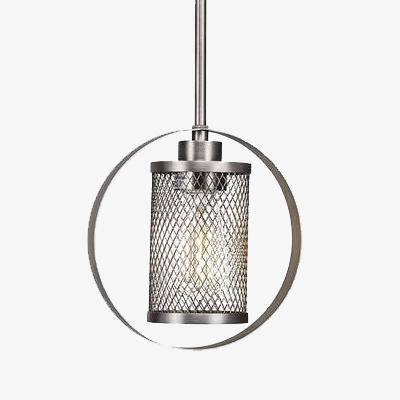 pendant light industrial LED with cage and metal circle Tea
