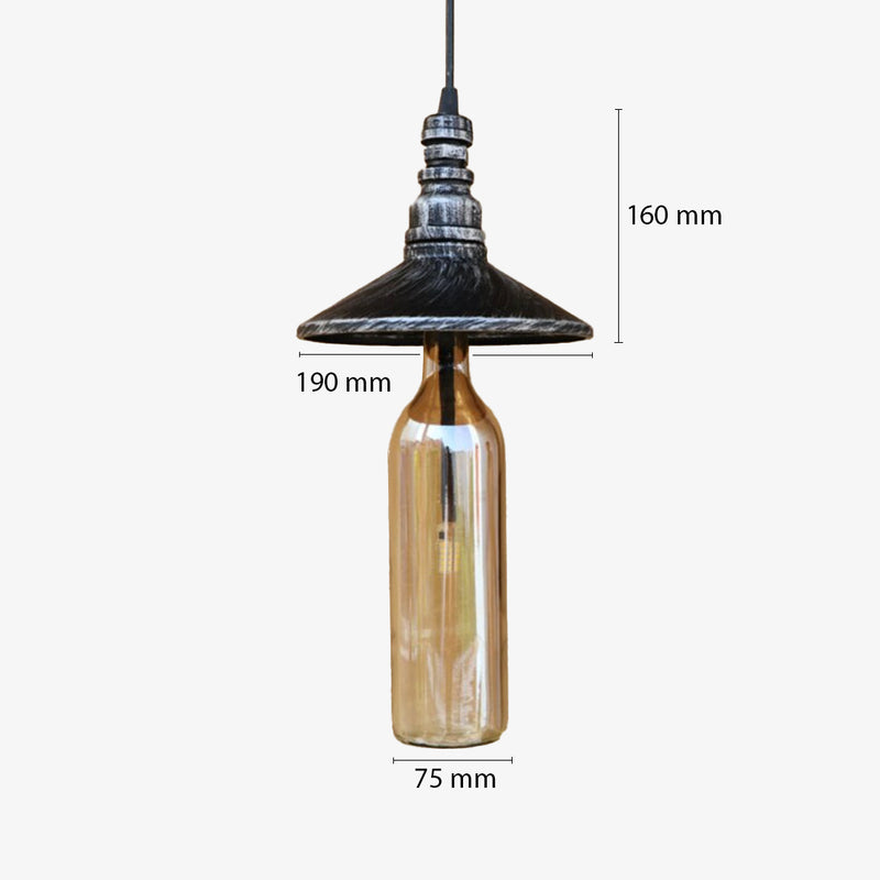 Suspension industrielle LED style bouteille en verre Sanmarino