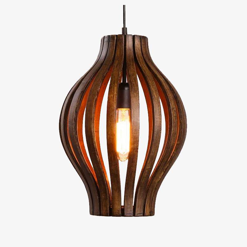 pendant light industrial retro rustic style wooden cage