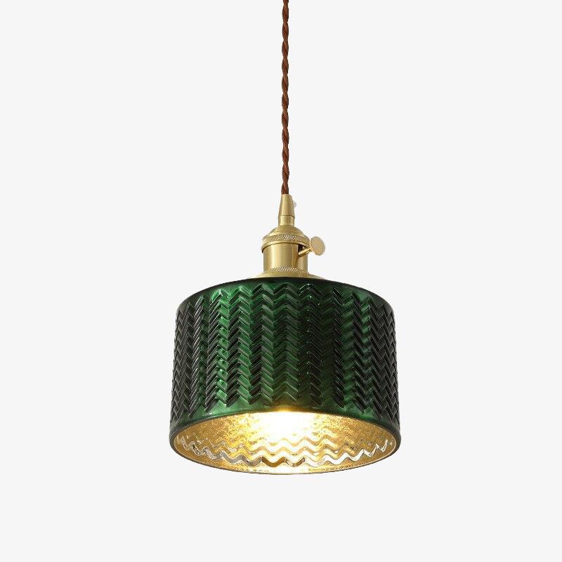 Lámpara de suspensión Dena verde y dorada bifold LED