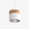 Suspension LED cylindrique en métal et bois Modern