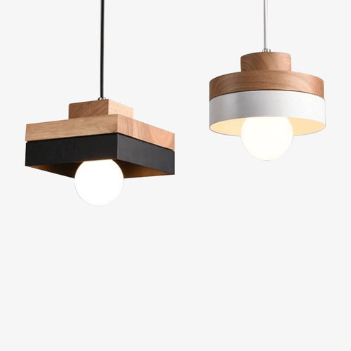 Suspension LED en bois (carré ou rond)