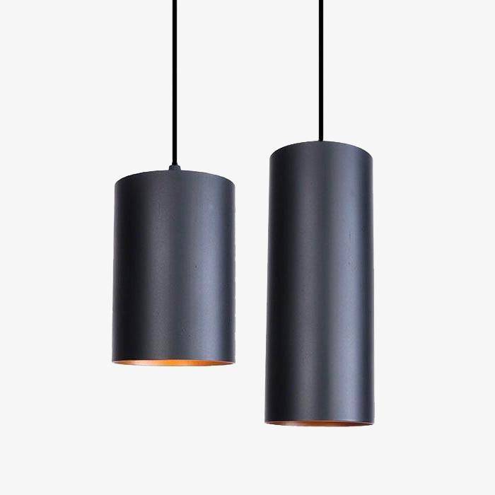 Suspension LED en forme de cylindre noir Vintage