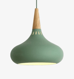 Suspension LED en métal et tige en bois Loft