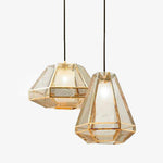 Suspension LED forme géométrique dorée Modern