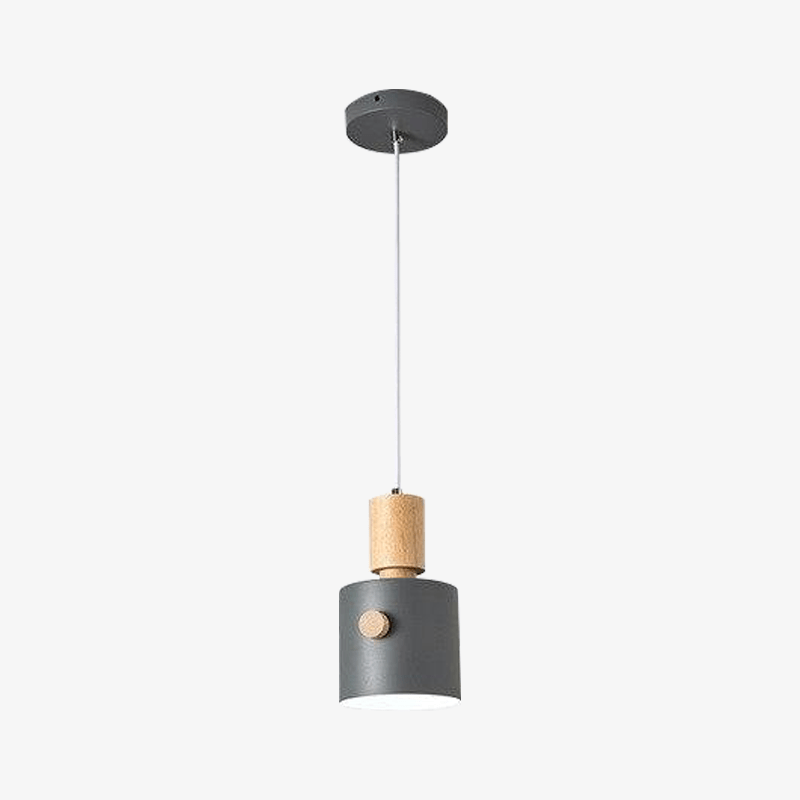 pendant light modern LED with lampshade colored wood Nordic