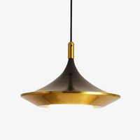 Suspension moderne LED avec abat-jour triangulaire arrondi doré