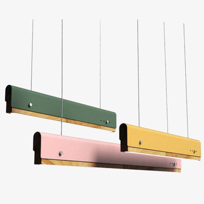 pendant light modern LED with wood and colored metal finishes