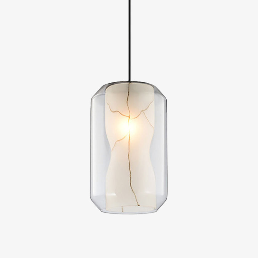 Suspension moderne LED marbre dans un prisme en verre Libe