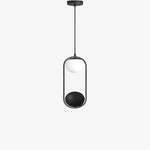 Suspension moderne LED ovale en métal noir Loom