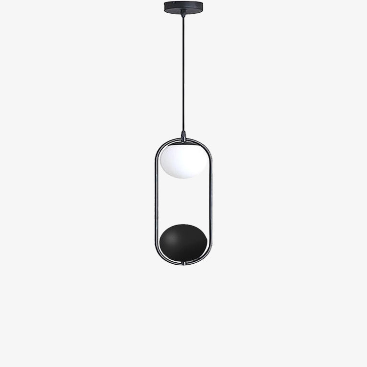 Suspension moderne LED ovale en métal noir Loom