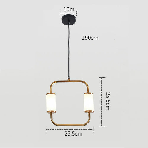 Suspension moderne LED tubes dorés avec forme géométrique Nyla