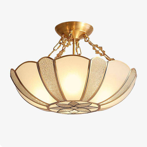 Suspension rétro à LED dorée avec abat-jour en verre - vue 2 sur 4
