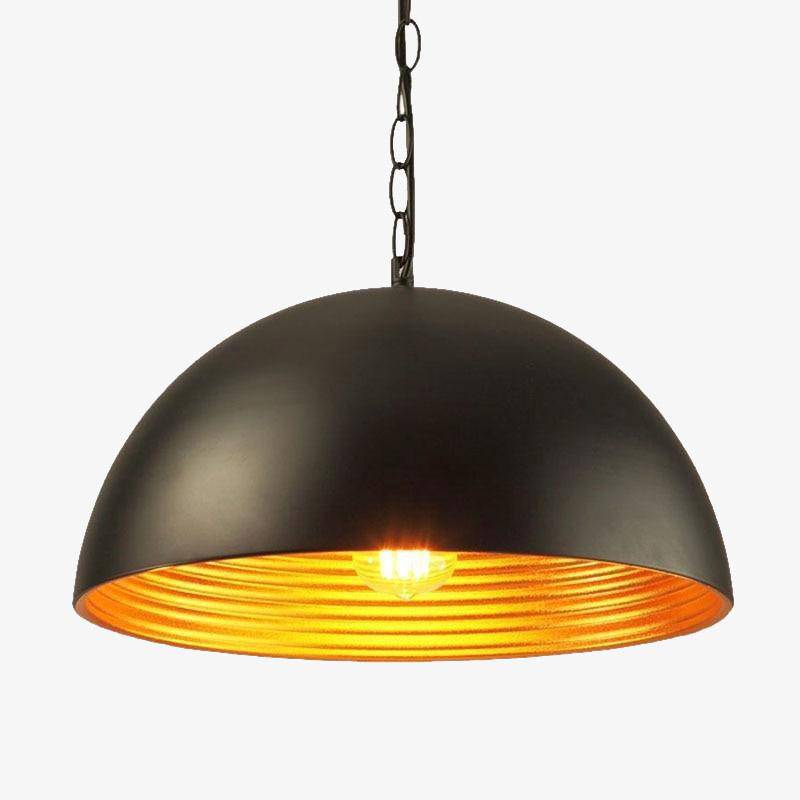 pendant light LED retro with lampshade rounded metal