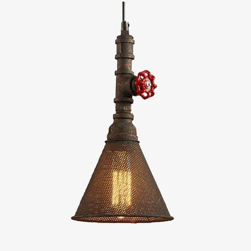 Suspension retro LED avec abat-jour métal conique industriel