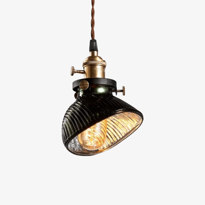 Suspension rétro LED avec abat-jour noir et doré