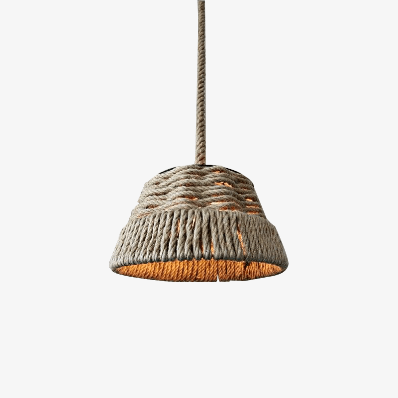 pendant light rustic LED with lampshade rope
