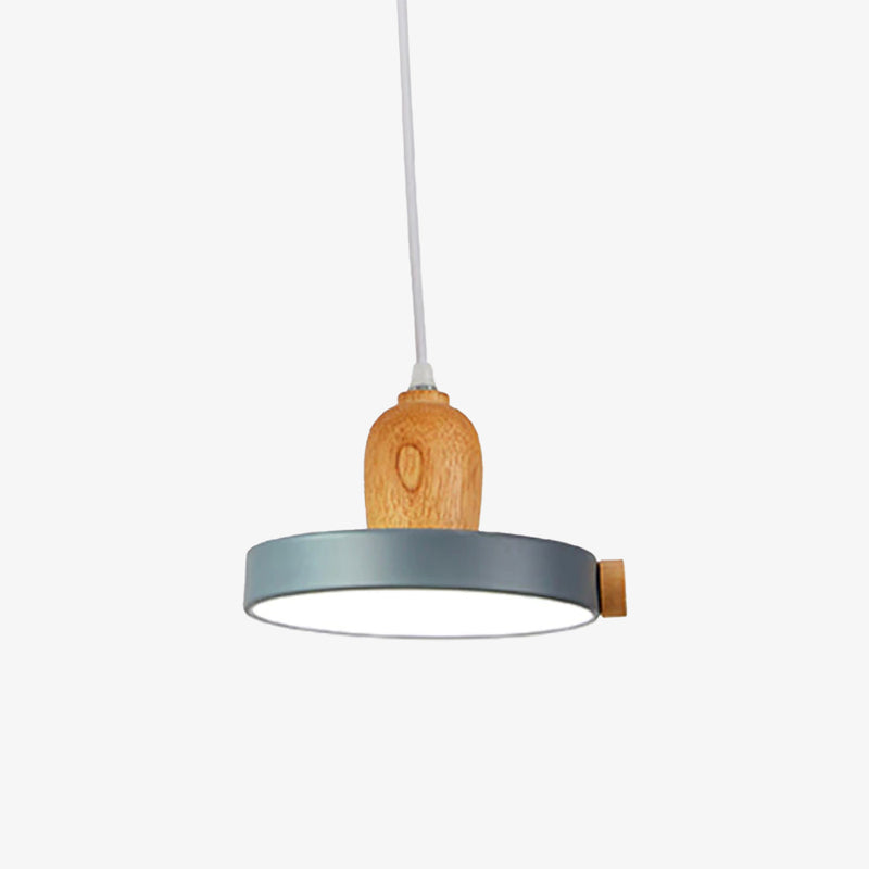 pendant light Scandinavian circular wood and metal colored Carmina