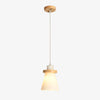 Suspension scandinave LED abat-jour en verre et en bois Kaylie