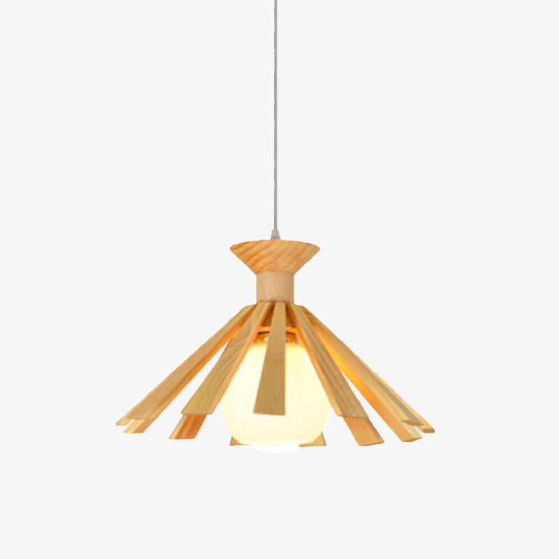 pendant light Scandinavian LED with lampshade conical wood Xander