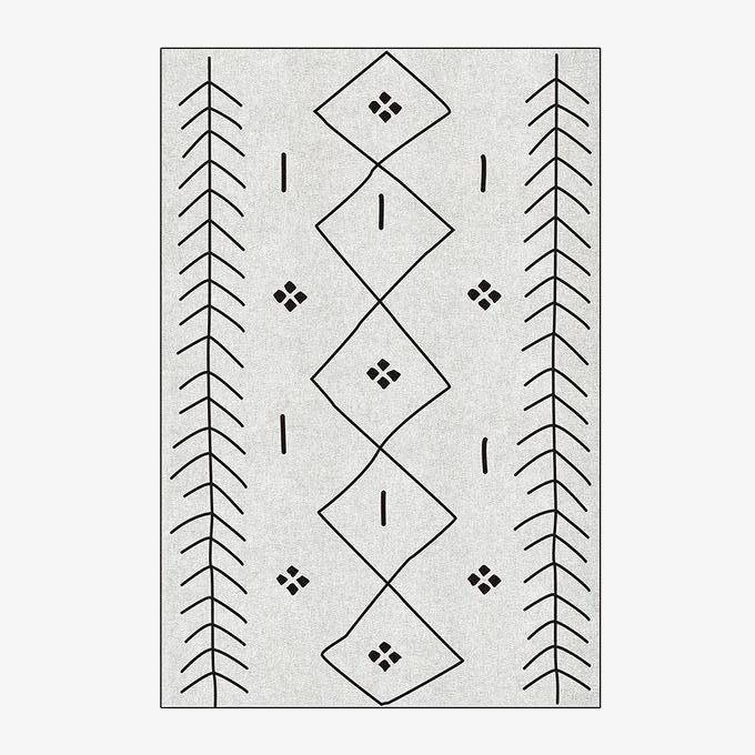 Rectangular Berber carpet with black and white patterns Carlo