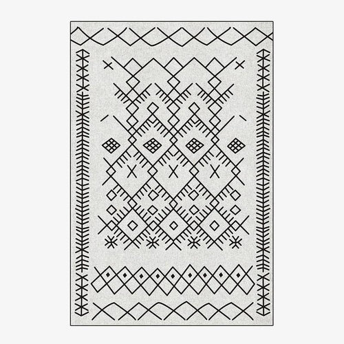 Tapis berbère rectangle à dessins noir et blanc Live