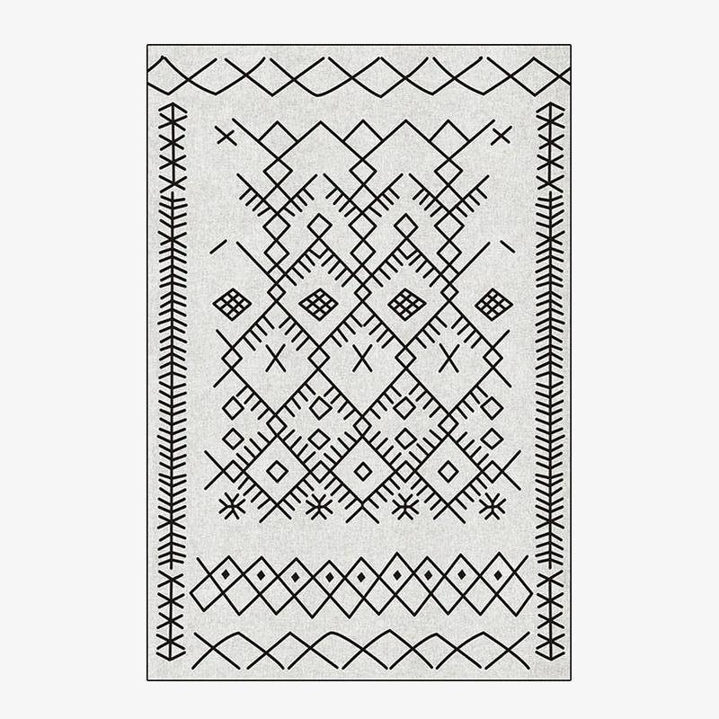 Rectangular Berber carpet with black and white patterns Live