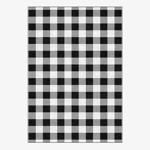 Tapis rectangle à quadrillage noir et blanc