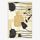 Tapis rectangle beige à fleurs noires Flower