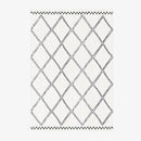 Tapis rectangle berbères blanc à motifs carreaux noirs Sala