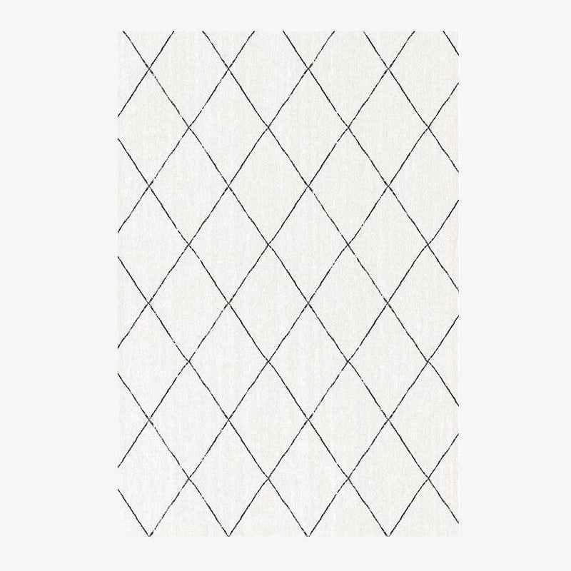 White Berber rectangle carpet with large black check pattern Sala