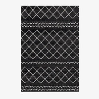 Tapis rectangle berbères noir à motifs blancs Sala A