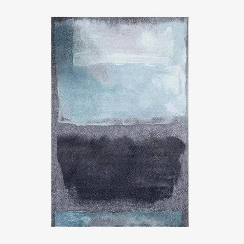 Tapis rectangle bleu et gris fondu