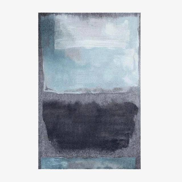Tapis rectangle bleu et gris fondu