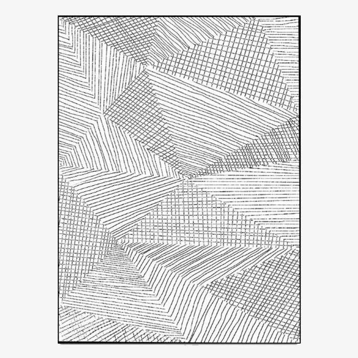 Tapis rectangle moderne rayé noir et blanc géométrique