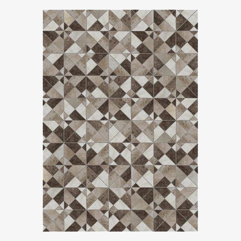 Tapis rectangle scandinave à formes géométriques marrons en polyester Large B