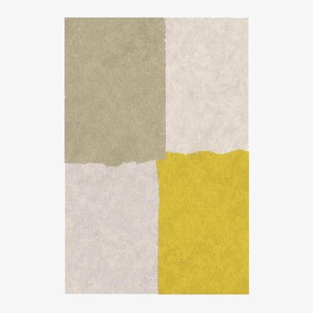 Alfombra rectangular con toques de beige y amarillo