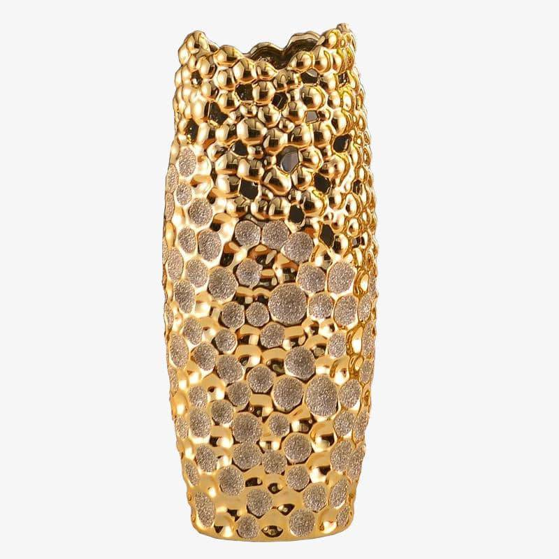 Vase design long en céramique dorée Festival