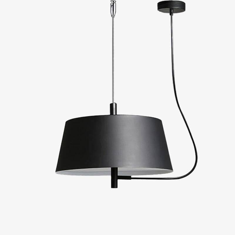 Suspension moderne LED avec abat-jour arrondi métal noir